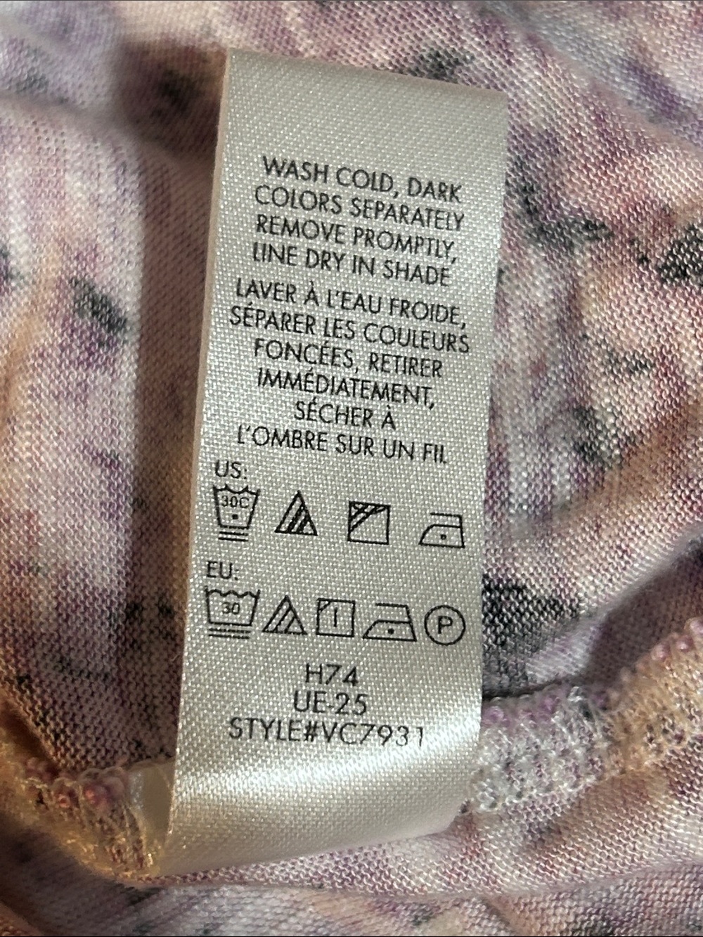 Calvin Klein Women’s Pink Patterned 3/4 Length Sleeve Layered-Hem Top Side M - Picture 7 of 7